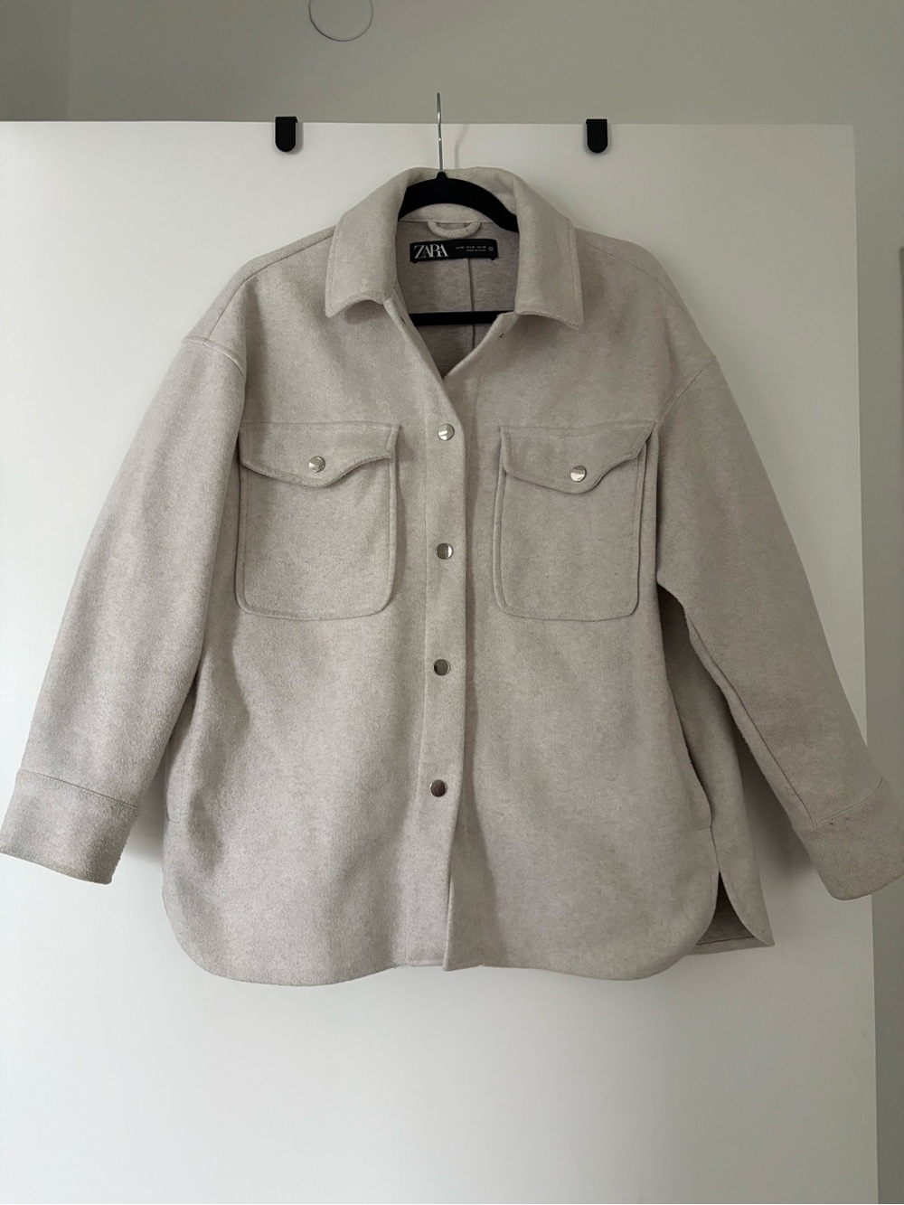 Zara Women's Light Cream Oversized Utility Shacket